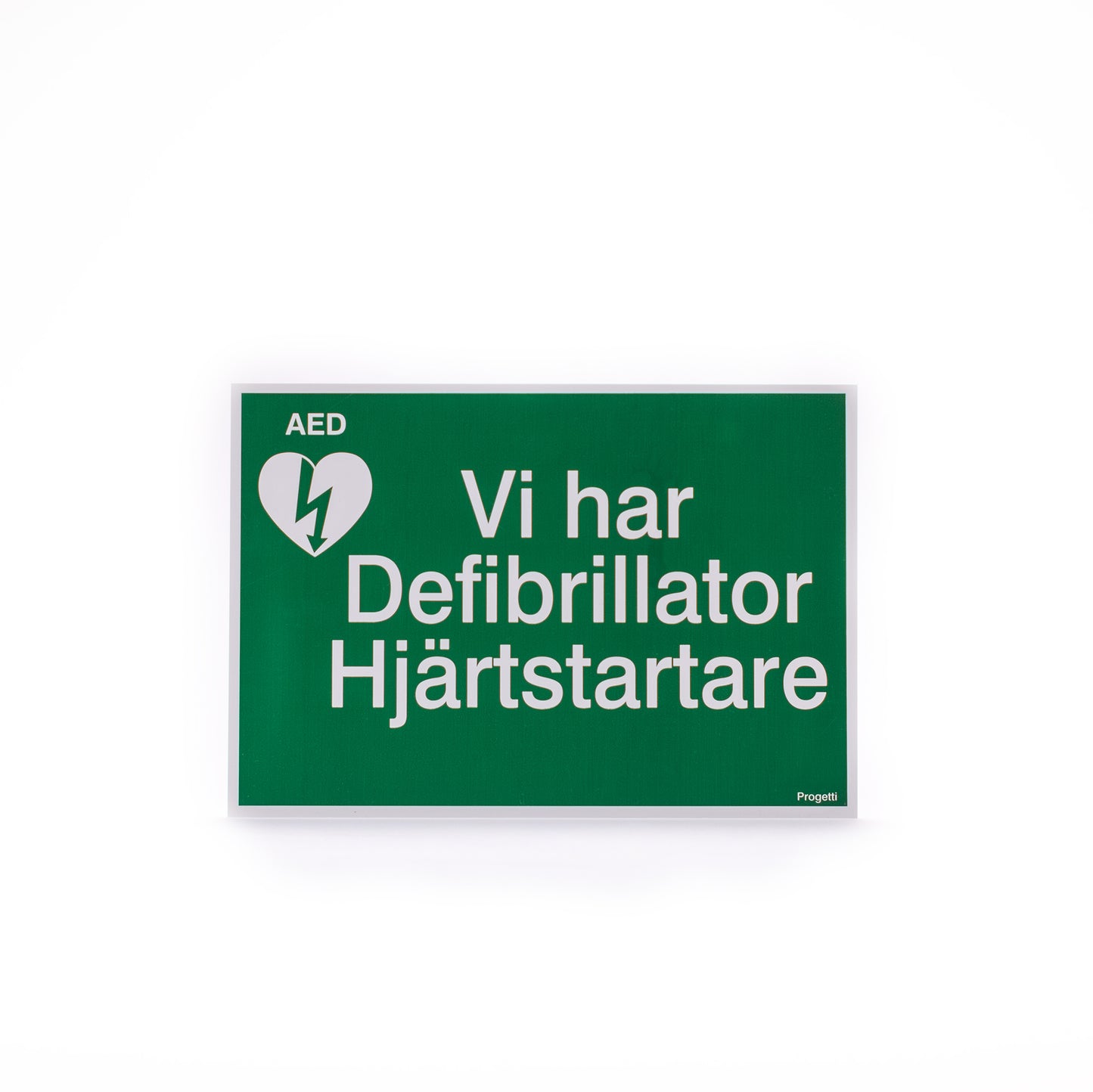 Vi har defibrillator/hjärtstartare A4